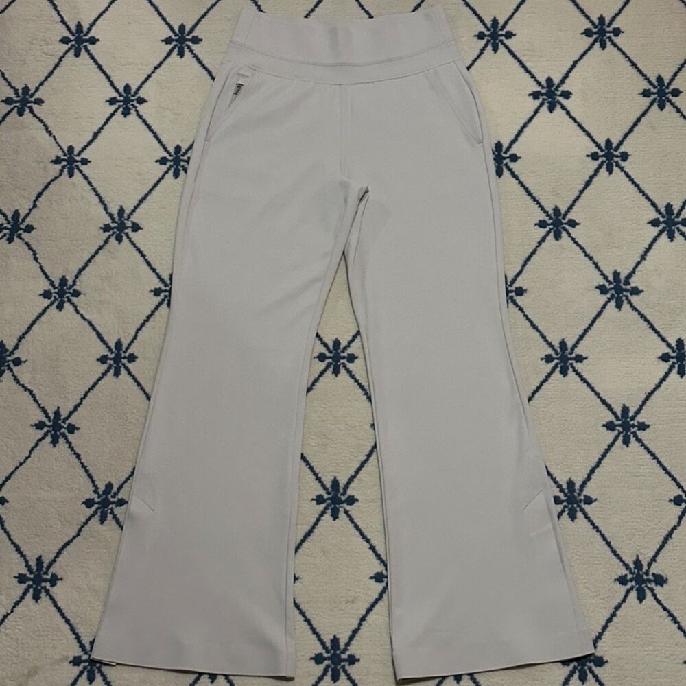 Athleta Venice Wide Leg High Waist Flare Split Hem Trouser Lounge Pant - Beige